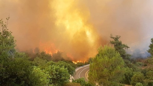 Fuego cerca de Neve Ilan, en las colinas de Jerusalem. (Autoridad de Naturaleza y Parques de Israel) Fuego cerca de Neve Ilan, en las colinas de Jerusalem.