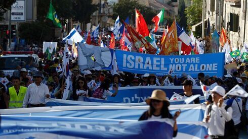 Cristianos evangélicos se manifiestan en apoyo a Israel en Jerusalem en 2016.