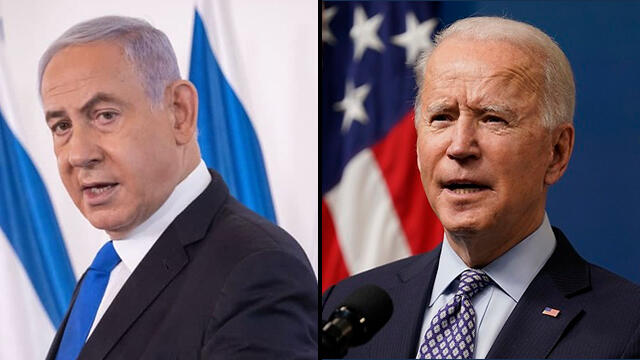 El líder de la oposición israelí, Benjamin Netanyahu, y el presidente de los Estados Unidos, Joe Biden. 