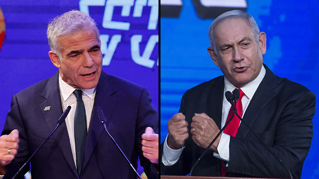 El ministro de Asuntos Exteriores, Yair Lapid, y el líder de la oposición, Benjamin Netanyahu. 