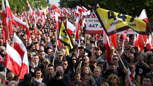 Manifestación en Polonia contra el pago de indemnizaciones a sobrevivientes de la Shoá. 