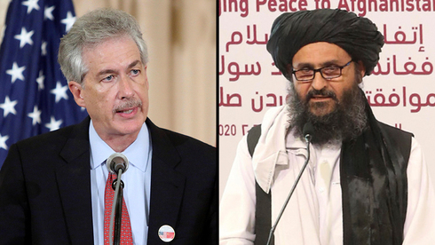 El director de la CIA, William Burns; y el líder talibán, Abdul Ghani Baradar. 