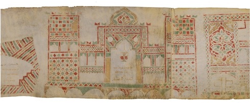 Pintura de la Cueva de los Patriarcas en el antiguo pergamino. 