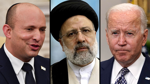 El primer ministro Naftali Bennett (izquierda), el presidente de Irán, Ebrahim Raisi (centro) y el presidente de Estados Unidos, Joe Biden.
