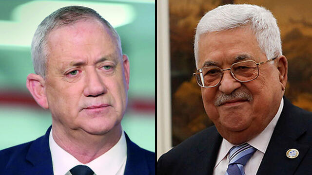 El ministro de Defensa Benny Gantz y el presidente palestino Mahmoud Abbas.