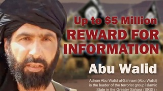 Publicación de búsqueda de Adnan Abu Walid al-Sahrawi, el líder del Estado Islámico en el Gran Sahara. 