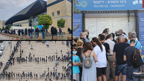 Largas filas para recibir la vacuna de refuerzo en Israel. 