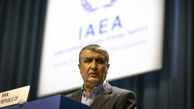 Mohammad Eslami, jefe de la agencia nuclear de Irán, habla en el escenario de la Conferencia General Internacional de Energía Atómica (OIEA) en Viena, Austria. (AP ) Mohammad Eslami, jefe de la agencia nuclear de Irán, habla en el escenario de la Conferencia General Internacional de Energía Atómica (OIEA) en Viena, Austria.