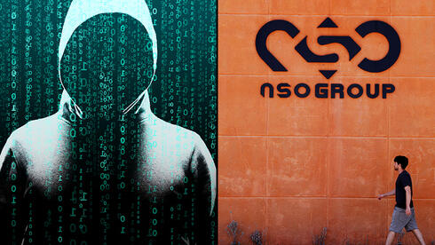 Imagen ilustrativa de un hacker y sede del grupo NSO. 