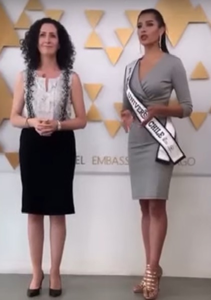 La embajadora israelí en Chile y la candidata a Miss Universo filmaron un video juntas. 