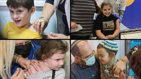 Niños israelíes recibiendo la vacuna contra el coronavirus. (Moti Kimchi, Maccabi y Clalit HMO) Niños israelíes recibiendo la vacuna contra el coronavirus.