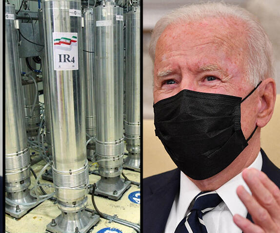 Centrifugadoras de enriquecimiento de uranio en la instalación nuclear iraní de Natanz; el presidente estadounidense Joe Biden.