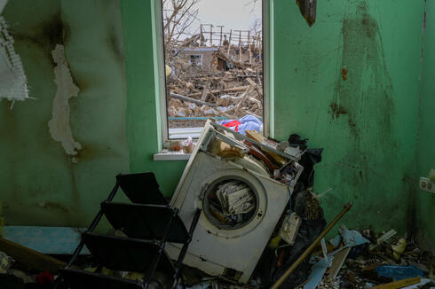 Casa fuertemente dañada en medio de los combates en Mykolaiv, Ucrania.