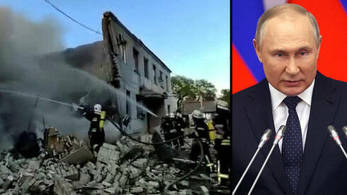 El presidente ruso Vladimir Putin, en un edificio destruido en Odesa.