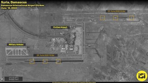 Vista aérea de los daños ocasionados en el aeropuerto internacional de Damasco.