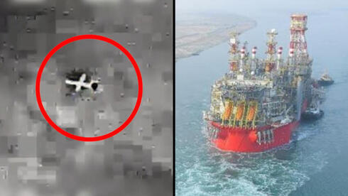 Una imagen de las FDI muestra el derribo de un dron de Hezbollah sobre el yacimiento de gas de Karish. 