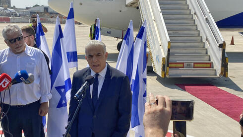 El primer ministro Yair Lapid en el aeropuerto Ben Gurion. 