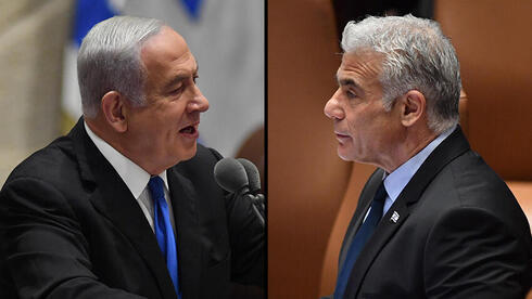 Benjamín Netanyahu. presidente del Likud; e Yair Lapid, primer ministro y presidente de Yesh Atid. (Yoav Dudkevitch) Benjamín Netanyahu y Yair Lapid