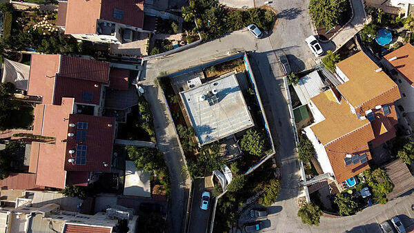 Vista aérea de la casa de la familia palestina Gharib. 