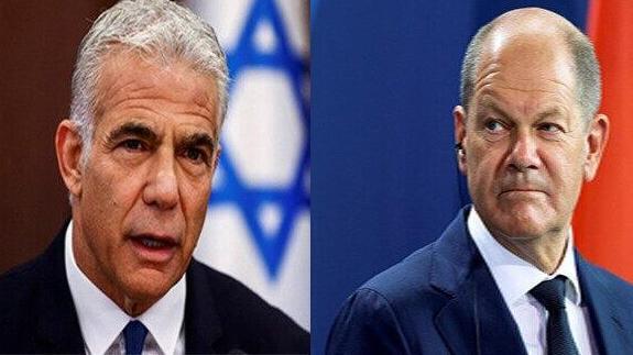 El primer ministro israelí, Yair Lapid, y el canciller de Alemania, Olaf Scholz. 