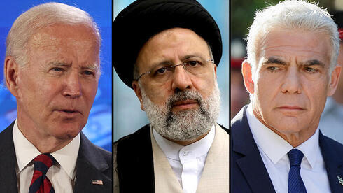 El presidente estadounidense Joe Biden, el presidente iraní Ebrahim Raisi y el primer ministro israeli Yair Lapid