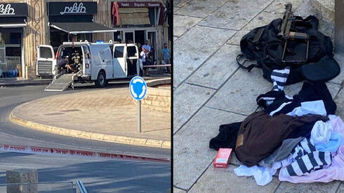 Izquierda: fuerzas policiales registran Jaffa. Derecha: la bolsa del sospechoso con el rifle AK47. 