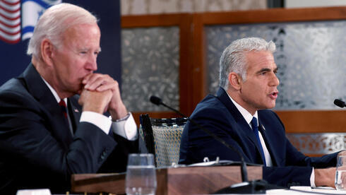 El presidente de Estados Unidos, Joe Biden, junto al primer ministro de Israel, Yair Lapid. 
