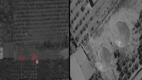 Antes de un ataque satelital (izquierda) y después de un ataque satelital (derecha) - Imágenes de las FDI de los ataques de la Operación Amanecer. 