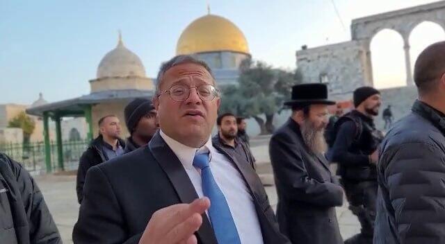 Itamar Ben-Gvir, durante su visita al Monte del Templo, donde está la Mezquita de al-Aqsa. 