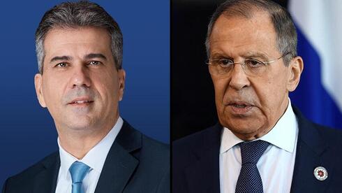 El ministro de Asuntos Exteriores de Israel, Eli Cohen, y el ministro de Asuntos Exteriores de Rusia, Serguéi Lavrov.