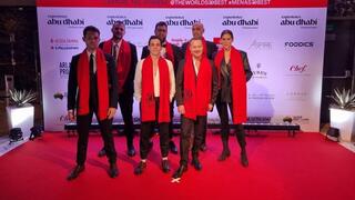 Chefs israelíes en la ceremonia de entrega de premios en Abu Dhabi.