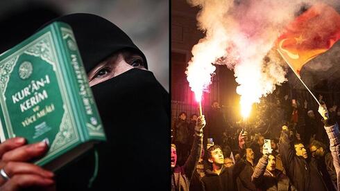 Manifestantes frente al consulado de Suecia en Estambul. 