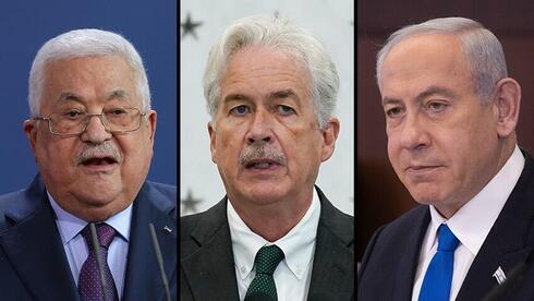 El presidente de la AP, Abbas, el director de la CIA, Burns, y el primer ministro de Israel, Netanyahu. 