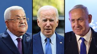 Mahmoud Abbas, Biden y Netanyahu. 