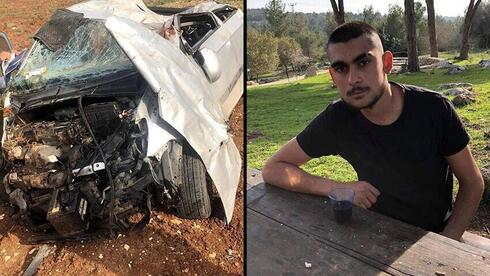 Tiran Fero y su auto tras el accidente. 