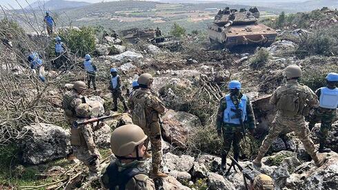 Fuerzas de mantenimiento de la paz de la ONU en la frontera libanesa. 