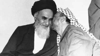 Ruhollah Jomeini y Yasser Arafat en Irán. 