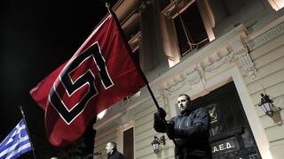 Una reunión de la fiesta de Amanecer Dorado. Extrema derecha en Grecia. 
