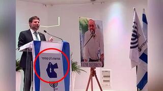 Smotrich y el mapa de la Gran Tierra de Israel que incluye Jordania.