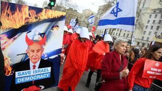 Hubo protestas contra Benjamín Netanyahu también en Londres. 