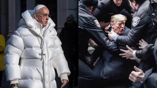 El Papa Francisco abrigado para invierno y Donald Trump lidiando con la policía. 