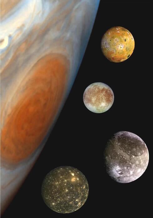 Júpiter y sus lunas más grandes. 