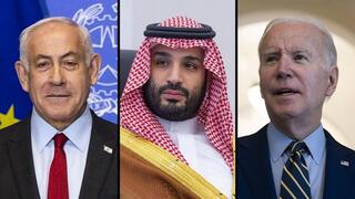 El primer ministro de Israel, el príncipe heredero de Arabia Saudita y el presidente de Estados Unidos.