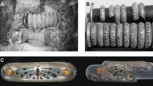 Los brazaletes de plata hallados. 
