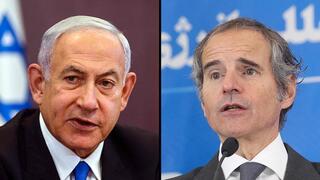 El primer ministro Benjamin Netanyahu y el director general del OIEA Rafael Grossi.