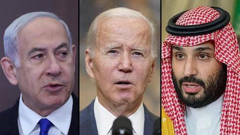 El primer ministro Benjamin Netanyahu, el presidente de Estados Unidos Joe Biden y el príncipe heredero saudí Mohammed bin Salman. 