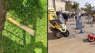 El cuchillo utilizado por el atacante junto al lugar de los hechos.