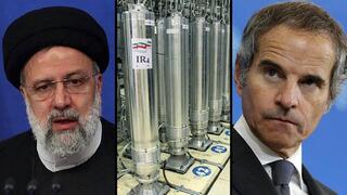 El presidente de Irán, Ebrahim Raisi, enfrentado con el director del OIEA, Rafael Grossi, por el enriquecimiento de uranio. 