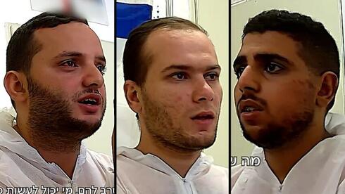 Los tres terroristas arrestados e interrogados por las FDI y la inteligencia israelí. 