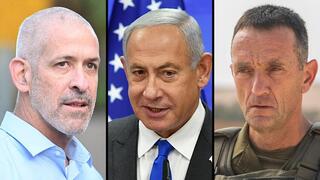 Ronen Bar, Benjamin Netanyahu y Herzi Halevi.